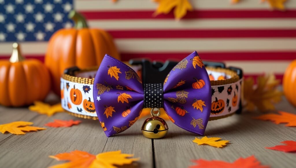 Halloween Cat Collar with Bow Tie and Bell set