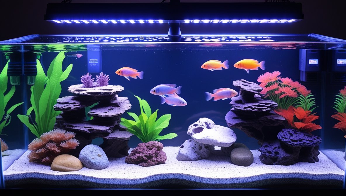 Best aquarium LED light with thermometer combo illuminating a planted freshwater tank
