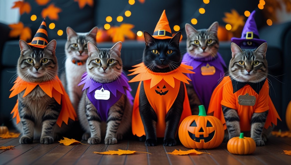 A sleek black cat wearing a cute tuxedo vest, a perfect example of cat halloween costumes for cats only.
